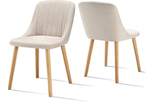 ‎GOEURVANT Goeurvant Esszimmerstuhl Beige Holzbeine 2er Set Küchenstuhl Polsterstuhl Wohnzimmerstuhl Stühle Esszimmer aus Polyester