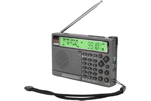 JECTSE Radio Portable à Ondes Courtes, HRD-757 SW FM MW AIR V.UHF WB Radio Multibande Alimentée par Batterie, Radio Portable Rechargeable 2500 MAh avec Bluetooth, Alarme SOS et Lampe de