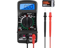 Mengtech Multimetre Numerique, Voltmètre Ampèremètre Ohmmètre, Multimetre Professionnel avec Affichage LCD pour Tension Courant AC/DC Résistance Circuit Diodes Transistors Continuité Fréquence