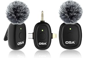 OSA Micro Cravate sans Fil 3 en 1 pour Appareil Photo, iOS, Android et Ordinateur Portable, 8 Heures de Temps de Travail, pour Enregistrement vidéo, Vlog, Youtube, TikTok