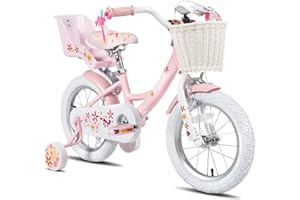 JOYSTAR Unicorn 12/14/16/18 Inch Girls Bike for 2-9 Years Old Kids, Gilrs Bike with Stabilisers& Doll Seat& Basket