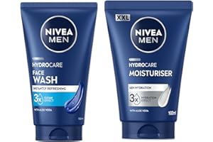NIVEA MEN Skincare Kit Hydrocare XXL, Set skincare con Crema Idratante Uomo 48H XXL 100 ml e Gel Detergente Viso XXL 150 ml in maxi formato con Aloe Vera rinfrescante per tutti i tipi di pelle