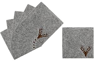 Nordstern Set di 6 sottobicchieri in feltro "cervo", colore grigio chiaro, 10 x 10 cm