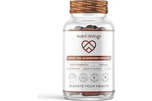 NUTRI-THINGS Elevate Your Health® Turkey Mushroom Capsules Pack of 60 | Immune Support, Antioxidant Rich, Gut Health & Digestive Aid, Pure Mushroom Extract | High Strength, Vegan-Friendly | Mushroom Capsules