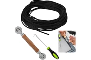 RIYBYDS 3 Pièces Réparation de Moustiquaire, Outils de Remplacement pour Fenêtre et Porte, Crochet de Précision, Rouleau d'Étanchéité à Double Roue, Passepoil en Caoutchouc de 5 mm x 15 m