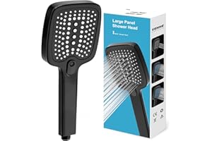 Shower Head, VEHHE High Pressure Shower Heads with 3 Modes, Power Shower Head Large Panel & Self-Cleaning Silicone Nozzles, Water Saving Handheld Showers for Low Pressure, Adults, Children, Pets