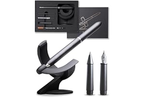 novium Hoverpen Future - Stylo Plume & Roller 2-en-1 - Effet de lévitation unique - Stylo de luxe - Design high tech futuriste inspiré de l'espace - Deep Black - Idée Cadeau & Décoration de Bureau