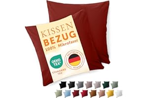 Blumtal Federe Cuscini Divano 50x50 cm - Set di Copricuscini per Divani in Microfibra a 2 Pezzi con Chiusura a Zip, certificati Oeko-Tex, extra morbidi e lavabili - Rosso Aurora