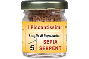 I Piccantissimi - SEPIA SERPENT peperoncino piccantissimo in vasetto da (13 gr) - Scaglie di Peperoncino a lunga coltivato in Italia (1.900.000 SHU)