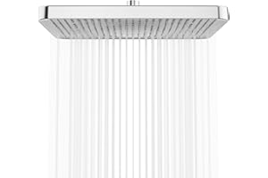 Soffione Doccia a Pioggia Quadrata Watersaving YUANNY Docce Fisse con Ugelli Anticalcare Regolabile, Grande Soffione Doccia Fisso a Pioggia, Rettangolare, 35 x 22 cm, Cromato+bianco