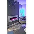 2025 TruFlame PREMIUM PRODUCT TruFlame 50inch White Wall Mounted Electric Fire with 10 colour Flames and side LEDs (Pebbles, Logs and Crystals)!