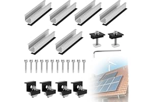 EXLECO 6 x 12cm Solar Halterung Flachdach Montageset Balkonkraftwerk Halterung Solarmodul Flachdachhalterung Photovoltaik Montageschiene Solarpanel Befestigung mit Endklemmen Mittelklemmen 35mm 30mm