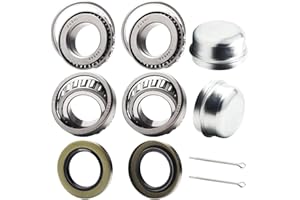 FUSHIBEARING 2 juegos adecuados para rodamientos de buje de rueda de remolque de 1 pulgada, L44643/L44610, 1000" ID, 1.980" OD, 0.580" Width,12192TB Seal OD 1.980'', protección contra el polvo y alfiler.