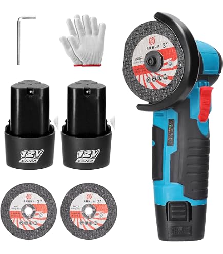 Meuleuse D'angle Sans Fil VISLONE 16,8V - 7000 Tr/min, Avec 2 Batteries 2000 MAh, Idéale Pour Couper, Meuler, Poncer