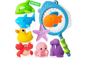 TINTINLODY No Hole No Mould Baby Bath Toys - 9PCS Mould Free Bath Toys for 1 2 3 4 Year Olds Toddler Kids Swimming Pool Toys Sea Animals Water Play Toys for Boy Girl