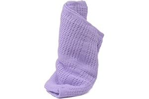 DUDU N GIRLIE Baby Blanket - Single Pack - 100% Pure Natural Cotton - Extra Soft Cellular Baby Blankets - Pram/Travel/Moses Basket 70x90cm- Purple.