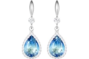 Linawe Orecchini pendenti da donna, orecchini pendenti, in argento dorato, gioielli in oro rosa, orecchini in cristallo con diamanti, gioielli a goccia per matrimoni