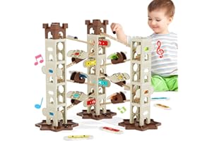 Fygurso Marble Runs With Music Pillars for Kids 6-12, STEM Educational Learning Maze Track Toys for Boys Girls, Gift for Ages 6 7 8 9 10 11 12 Years Old