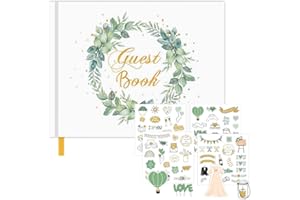 SacJkt Wedding Guest Book, Personalised Wedding Scrapbook with 4 Sheets Wedding Sticker, Premium Thick Guest Book for Wedding, Christening or Birthday, Wedding Album