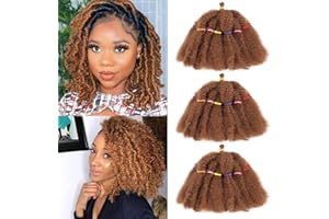 AMLUCKS Afro Bulk Kinky Hair 3 Pack Marley Twist Braiding Hair Pre-Separated Springy Braids for Cuban Twist Hair Faux Locs Crochet Synthetic Hair Extensions for Women (30#, 10inch 3pcs)