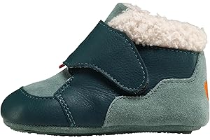 Affenzahn Krabbelschuh Leder Growy Babyschuh aus Leder für Mädchen und Jungen Klettverschluss warmgefüttert rutschfest Lauflernschuhe