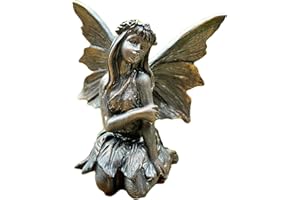 Darthome Ltd Bronze Flower Fairy Sculpture Resin Outdoor Garden Decorative Figure Ornament 18cm (Fairy A)