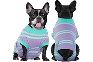 Hjyokuso Tuta da Recupero per Cane Dopo l'intervento Chirurgico, Protezione Anti-leccamento per ferite Addominali/malattie della Pelle per Gatto Cucciolo, Alternativa al Collare elettronico -Viola XS