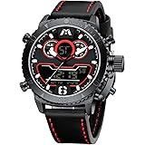 Montre Homme MEGALITH - Cadran 48mm, Bracelet Cuir Noir, Quartz Japonais, étanche 3 ATM, Fonctions Numérique/analogique