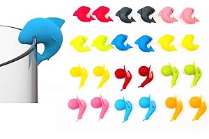 YAVO-EU Glasmarker, 18pcs Weinglas Mark Silikon Wiederverwendbare Glasmarkierer Drinking Buddies Cocktail