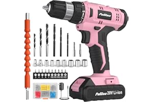 PULITUO 20V Cordless Drill Set ，powerful Drill bit sets,Torque 30N,21+1 Torque Setting,3/8” inch Keyless Chuck, 40pcs Drill Bits,electric Drill with 2.0AH Li-Ion Battery and LED light.