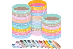 Harrycle 36 Stück Kinder Motivationsarmbänder Silikon Armbänder mit Positiven Sprüchen Mutmacher Geschenk Motivierende Gummiarmbänder Kindergerburtstag Mitgebsel für Teenager Kollegen Mitarbeiter