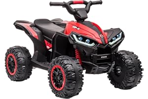 Aptliton Kids Electric Quad Bike 12V, Ride On Car ATV Toy with Remote Control, Music, LED, Horn, 2 Speed, for Ages 3-5 Years, 83 x 53 x 56 cm (Red)