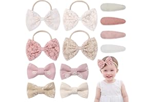 W RXKIOCS 12 Pièces Bandeau et Barrette Cheveux pour Bébé Fille - Pince Cheveux pour Vie Quotidienne, Fêtes, Spectacles, Photographie et Festivals