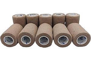 PintoMed - BENDAGGIO COESIVO -10 x BEIGE - garza elastica - 10 rotoli x 7,5 cm x 4,5 m autoadesiva flessibile bende, primo soccorso - Wrap Cohesive Bandage - Confezione da 10