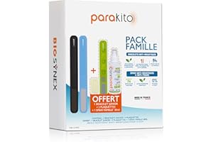 BIOSYNEX PARAKITO - Bracelets Anti-Moustiques Réutilisables - Pack Famille - 3 Bracelets + 1 Spray Offert - 1 Mois de Protection - Sans DEET (2 Adultes + 1 Junior)