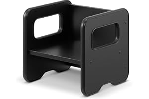 defiPad Sgabello per bambini | sgabello elegante double face | Poltrona per bambini da 1 anno | Sedia per bambini in legno | Sedia trasformabile in tavolo | (Nero)