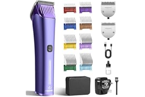 FuzzyFix Dog Grooming Clipper with Replacement Blade, 5-in-1 Adjustable Blade Cordless Pet Grooming Kit 2 Speed Rechargeable Trimmer Hair Shaver with Detachable Metal Combs Nova for Animal Horse
