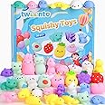 twoonto Mini Squishy Pack, Soft Mochi Squishy Toys 36 Pack Moji Fidget Toys, Mini Kawaii Animal Squishies Party Bags Filler Mini Stress Relief Toys for Kids Adults Christmas Birthday Gift