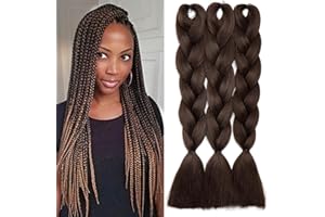 ‎TESS TESS Haarverlängerung für afrikanische Zöpfe, 60 cm, Schokoladenbraun, 3 Stück, Jumbo-Zopf