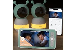 BOIFUN Babyphone mit 2 Kamera App, 2K HD Bild, PTZ 355°/60°, 4×Zoom, Automatische Verfolgung, Weinen/Bewegungs/Geräuscherkennung, Temperatur und Feuchtigkeitsmessung