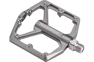 ROCKBROS Pedali per Bicicletta MTB in Alluminio Pedali Bici Ciclismo 9/16 pollici Universali Superficie Larga CNC Taglio Ultra-leggero Anodizzazione Antiscivolo