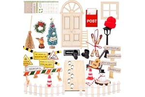 Orifinter Wichtel Zubehör, Wichtel Set Weihnachten Komplett, 37PCS Wichteltür Set mit Feentür, wichtel Baustelle, Briefkästen, Stiefel, Leiter, Geschenke für Kinder