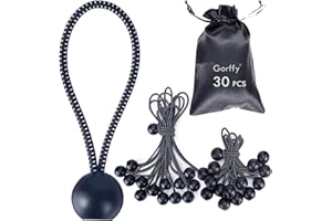 Gorffy Bungee Cord With Balls - 30 Pcs Tarpaulin Bungee Balls 4.8" and 8.8", Heavy Duty Elastic Ties for Camping Tarp and Household Items