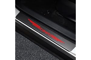 Symilov Auto Einstiegsleisten Schutz für K-IA Ceed, 4 Stück Kohlefaser Türschweller Lackschutzfolie Car Schritt Kanten Starke Klebrigkeit Schutzaufkleber Zierleisten,Red