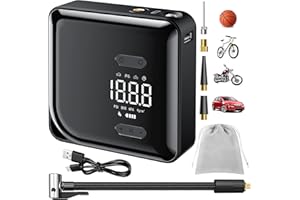 TENXSNUG Elektrische Luftpumpe mit 4000mAh Akku Kompressor, 150 PSI Tragbare Digitale LCD-Bildschirm Mini Kompressor Fahrradpumpe mit Taschenlampe und Powerbank für Auto, Fahrrad, Motorrad, Bälle
