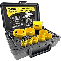 13 x SabreCut HS42MK013 19 mm 22 mm 29 mm 35 mm 38 mm 44 mm 51 mm 57 mm 64 mm High-quality bimetallic M42 HSS steel and cobalt hole saw set