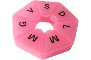 INTE PortaPillole Settimanale (ITALIANO), Portapillole a 7 Scomparti per 7 Giorni, Tascabile, Organizer Settimanale per Medicinali, Scatola per Farmaci Settimanale, Forma Esagonale (Rosa)