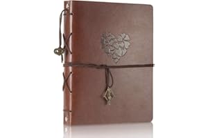 ThxMadam Leder Selbstgestalten Fotoalbum Scrapbook Album Foto Buch Hochzeit Gästebuch Vintage Fotobuch 60 Schwarze Seiten für Weihnachten Geburtstag Jahrestag Geschenk für Mutter Frau Mann Freund