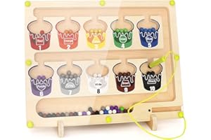 Joyreal Jeux Labyrinthe Magnetique Enfant - Apprendre Les Couleurs Jeu de Comptage et Tri Jouet Bois Montessori Parcours de Motricité Fine Jeux Educatif Cadeau 3 4 5 6 Ans