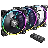 CP3 Case Fans 120mm Addressable PC Cooling Fans Dual Lighting Loop Quiet Fans Compatible with AURA Sync, PWM RGB Fan for Comp